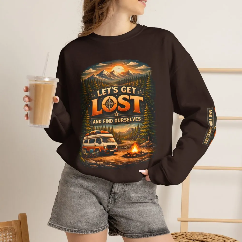 Unisex Heavy Blend™ Crewneck Sweatshirt — "Let´s Get Lost And Found Ourselfs" Design Scenic-Line