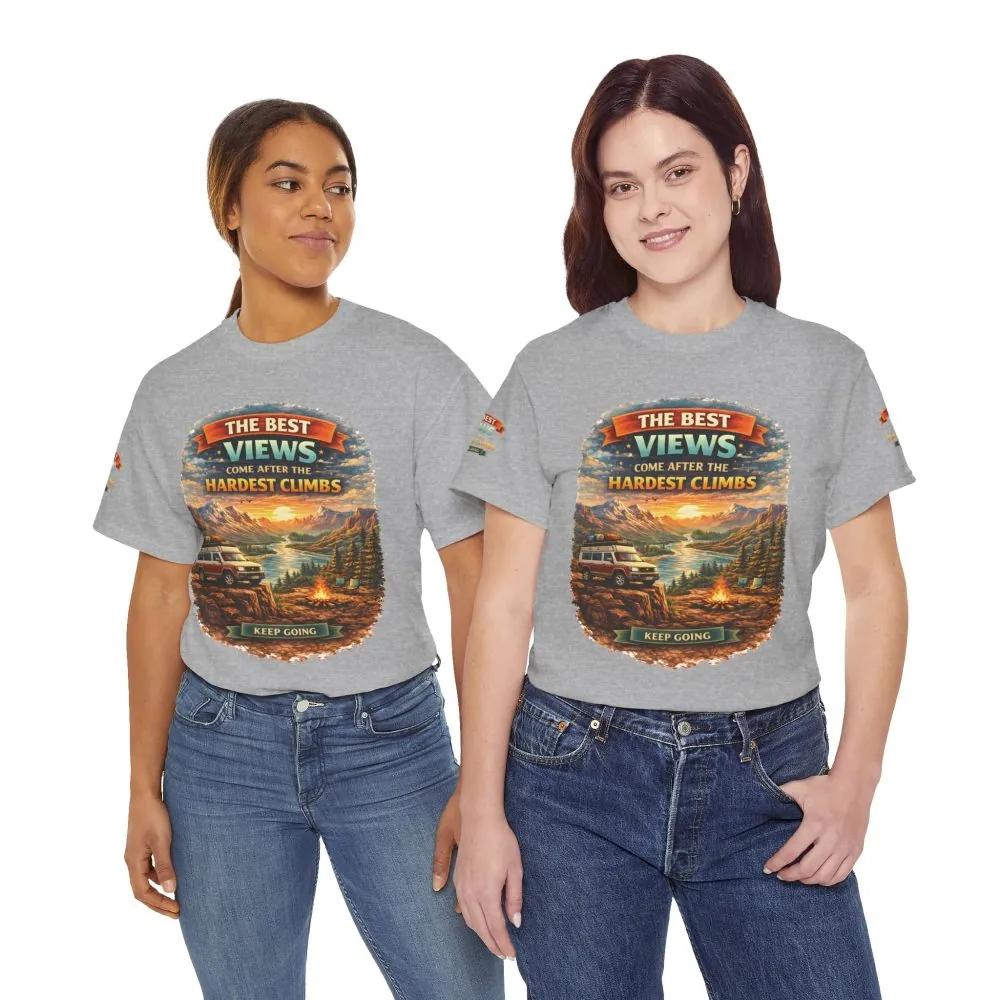 Unisex Heavy Cotton Tee — "The Best Views" Design Scenic-Line
