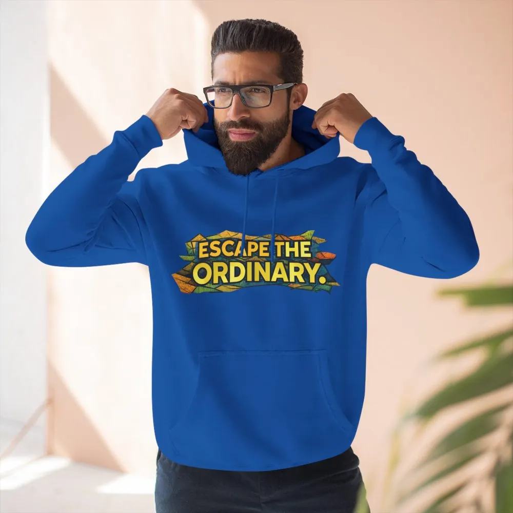 Three-Panel Fleece Hoodie - "Escape The Ordinary" Design Cubic-Line