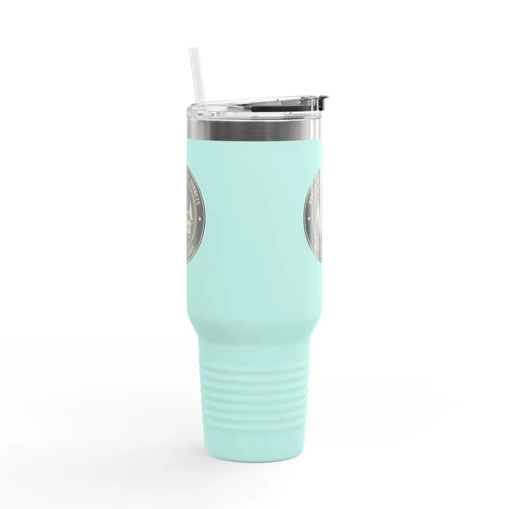 Insulated Travel Mug -'ROAD WHERE MADE FOR JOURNEYS-NOT DESTINATIONS' (40oz ) – Retro Camper Design, Keep Drinks Hot or Cold