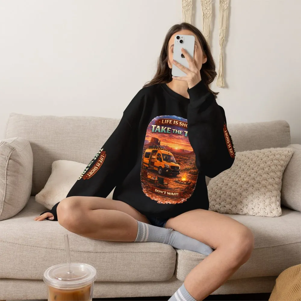 Unisex Heavy Blend™ Crewneck Sweatshirt — "Life Is To Short-Take The Trip" Design Scenic-Line