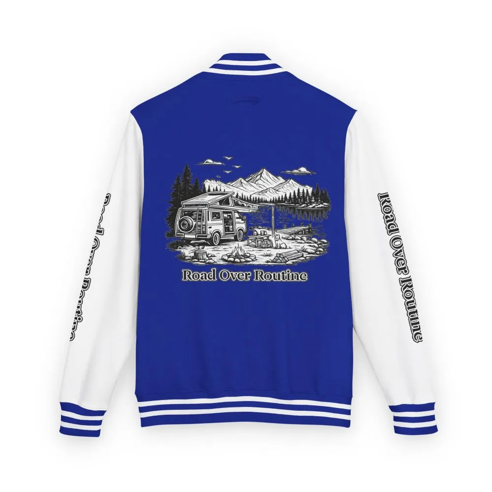 Unisex Heavyweight Letterman Jacket — "Road Over Routine" Travel Varsity Coat