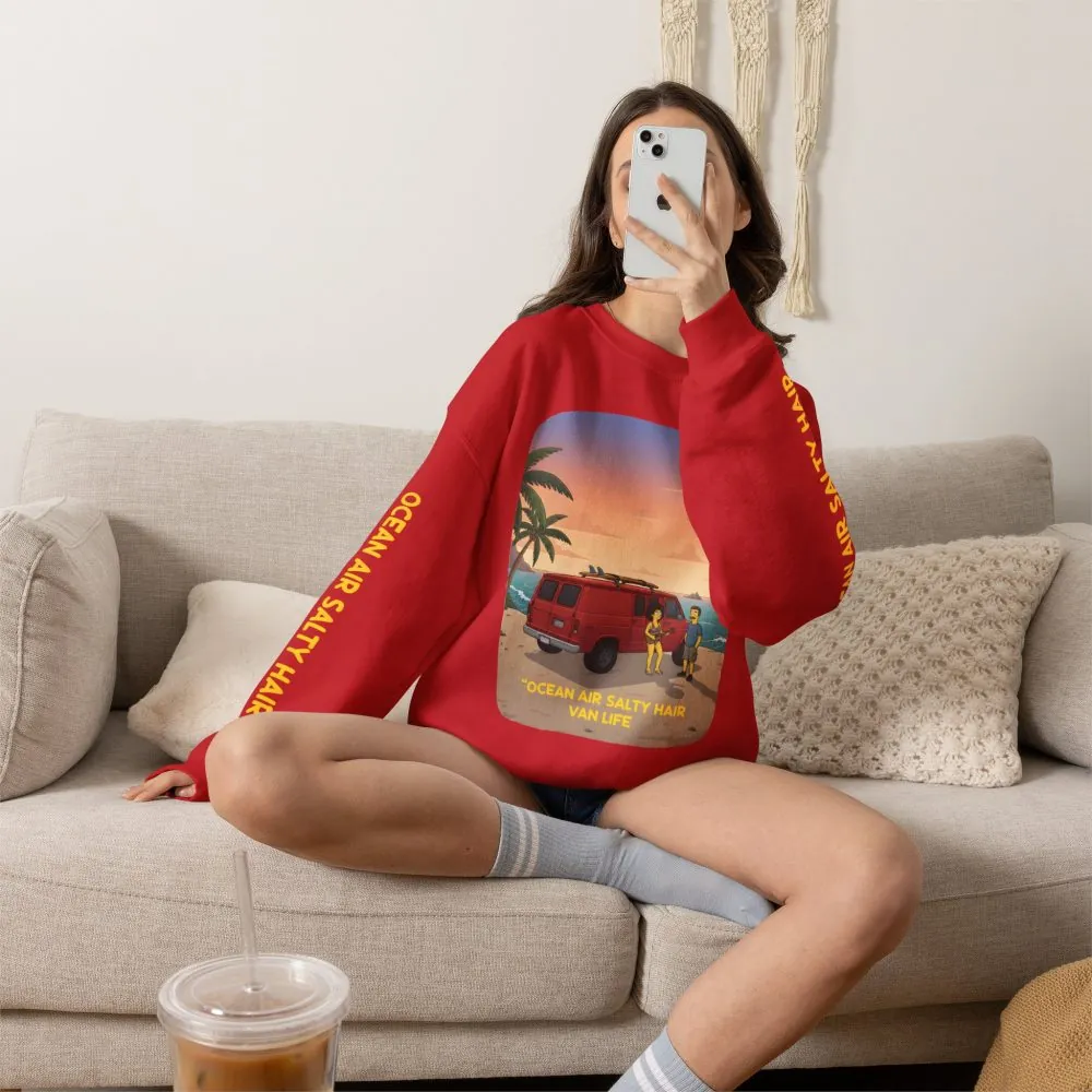 3589145706810945237_2048.jpeg Unisex Heavy Blend™ Crewneck Sweatshirt — "Ocean Air Salty Hair Van Life" Design Sitcom-Line