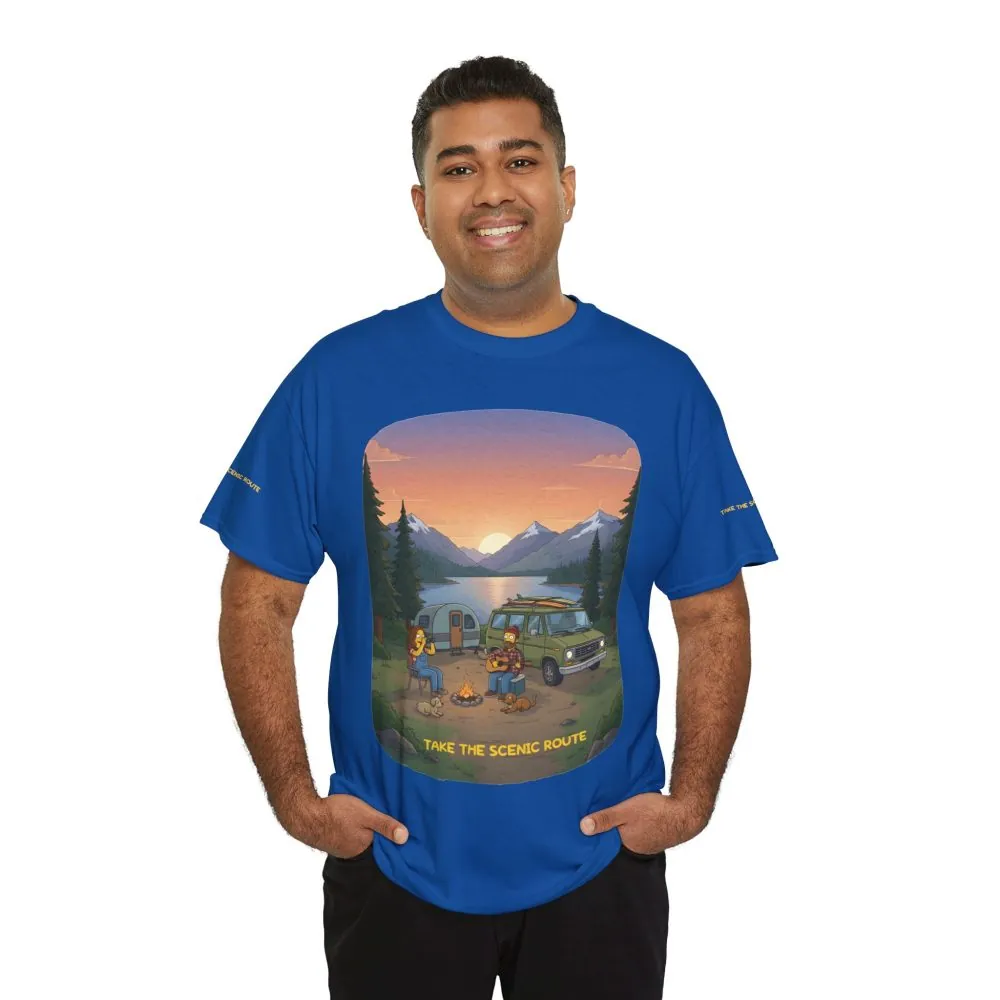 Unisex Heavy Cotton Tee — "Take The Scenic Route" Design Sitcom-Line