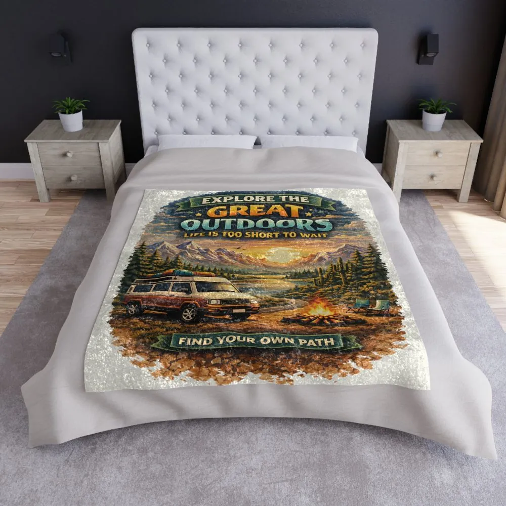 3609267088929829112_2048.jpeg Crushed Velvet Blanket —"Explore The Great Outdoors" Design Scenic-Line (Campervan)