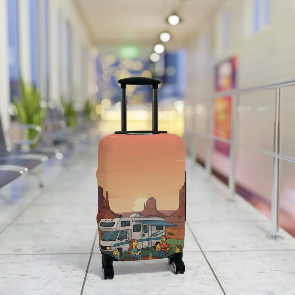 Luggage Cover — Adventure Camper Sketch Travel Suitcase(Design Sitcom-Line)