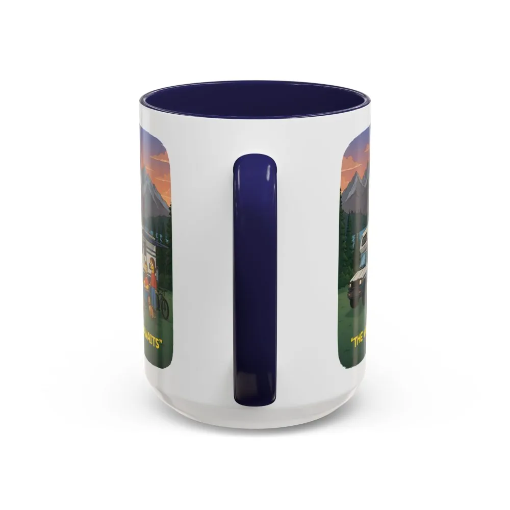 Accent Coffee Mug (11, 15oz) — "The World Awaits" Design Sitcom-Line