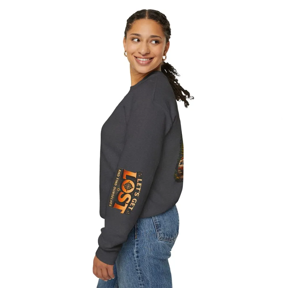Unisex Heavy Blend™ Crewneck Sweatshirt — "Let´s Get Lost And Found Ourselfs" Design Scenic-Line