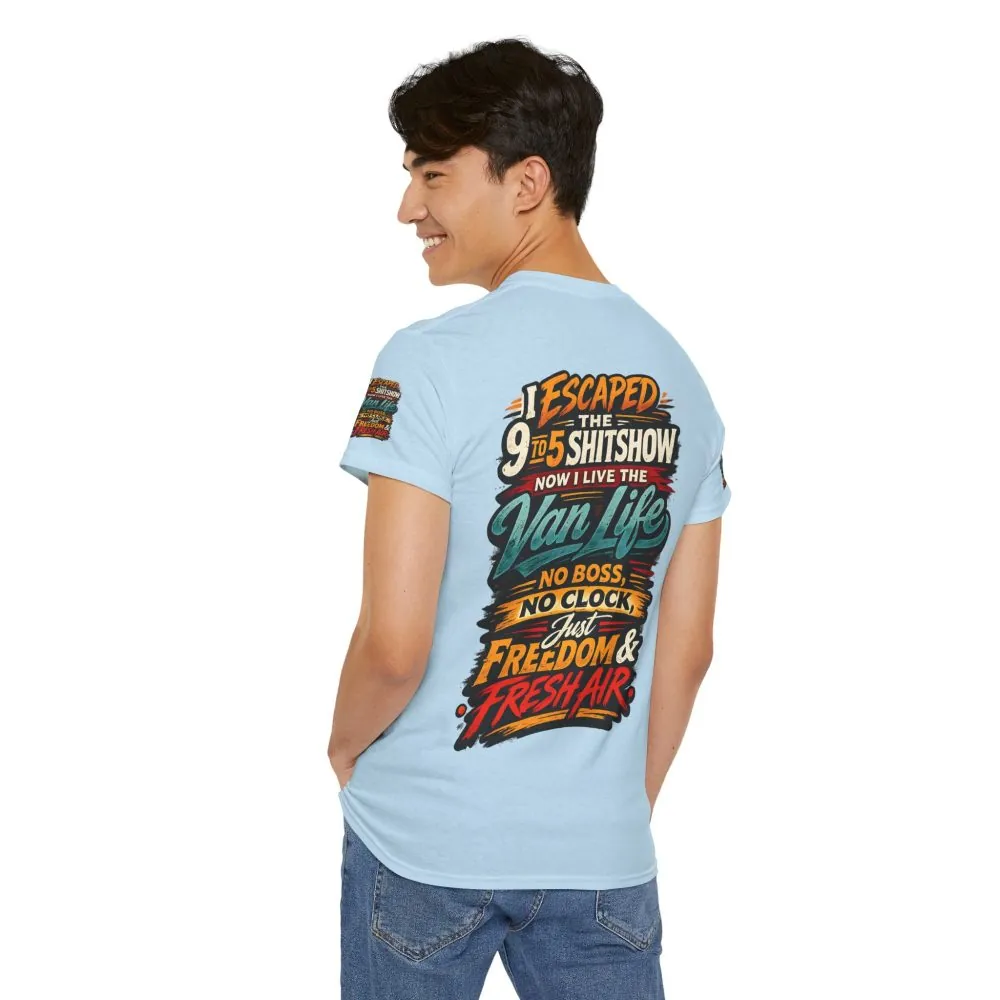 3636899217194170729_2048.jpeg Unisex Heavy Cotton Tee — "I Escaped The 9 To 5" Design F**K-Line