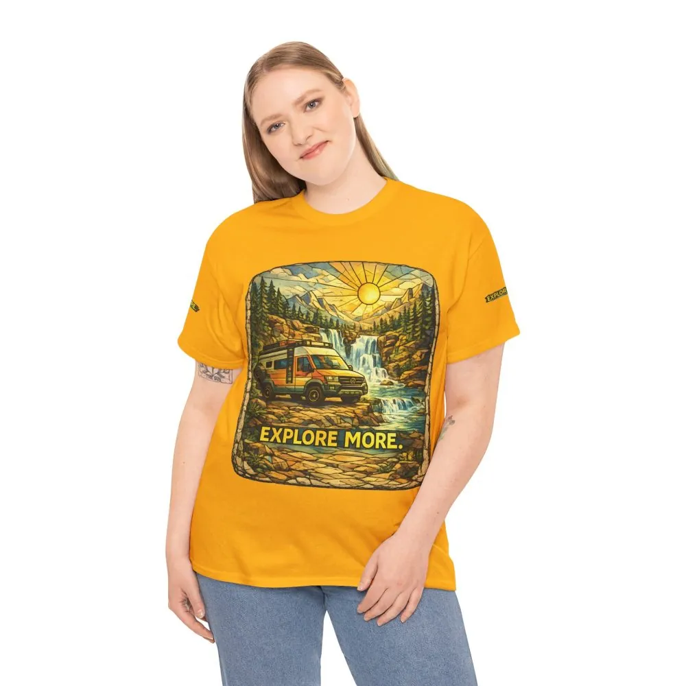 Unisex Heavy Cotton Tee — "Explore More" Design Cubic-Line
