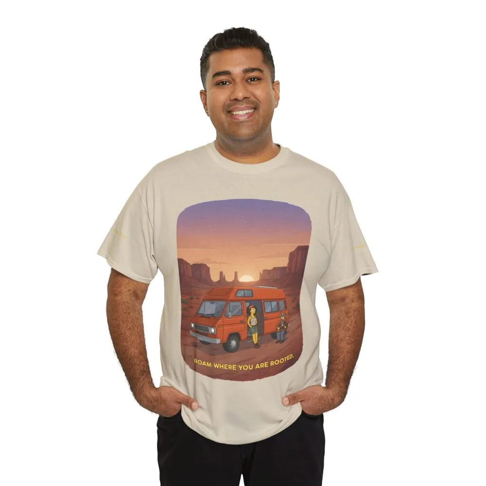 Unisex Heavy Cotton Tee — "Roam Where You Are Rooted" Design Sitcom-Line
