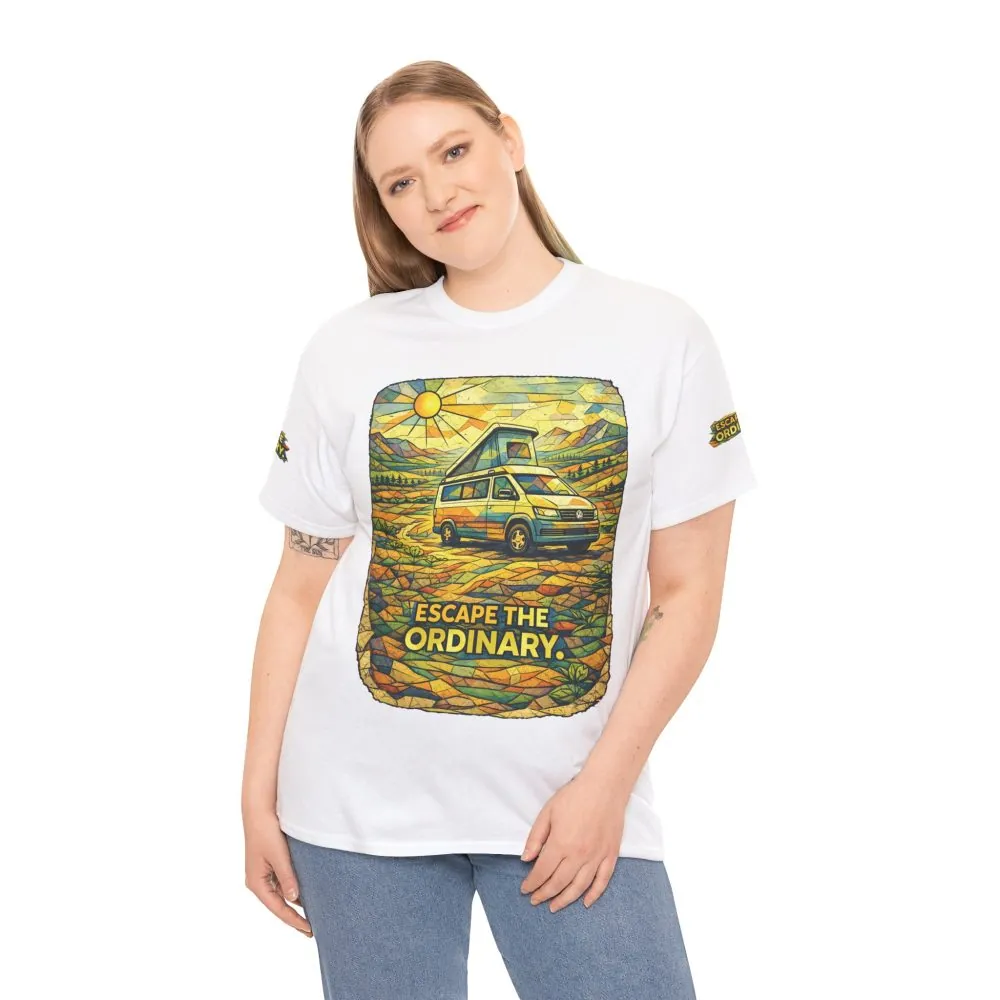 Unisex Heavy Cotton Tee — "Escape The Ordinary" Design Cubic-Line
