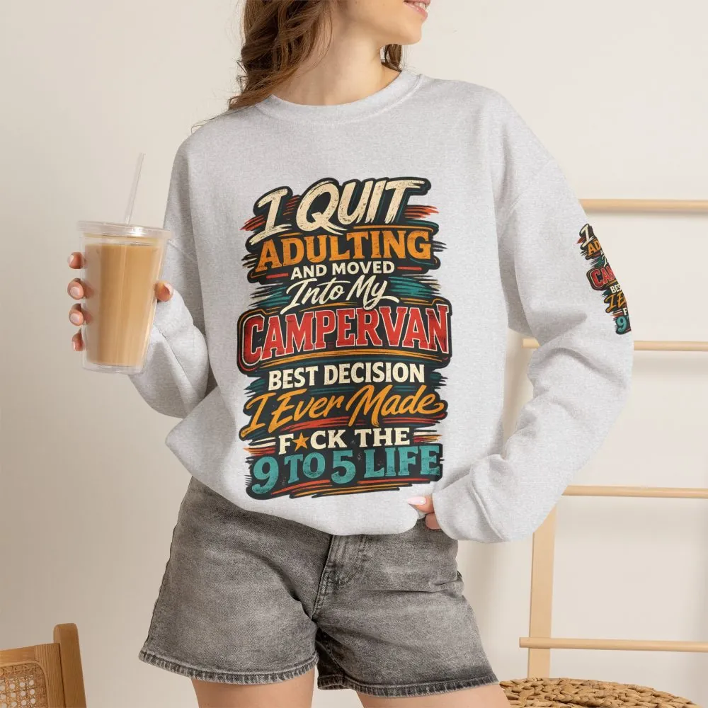 Unisex Heavy Blend™ Crewneck Sweatshirt — "I Quit Adulting" Design F**K-Line