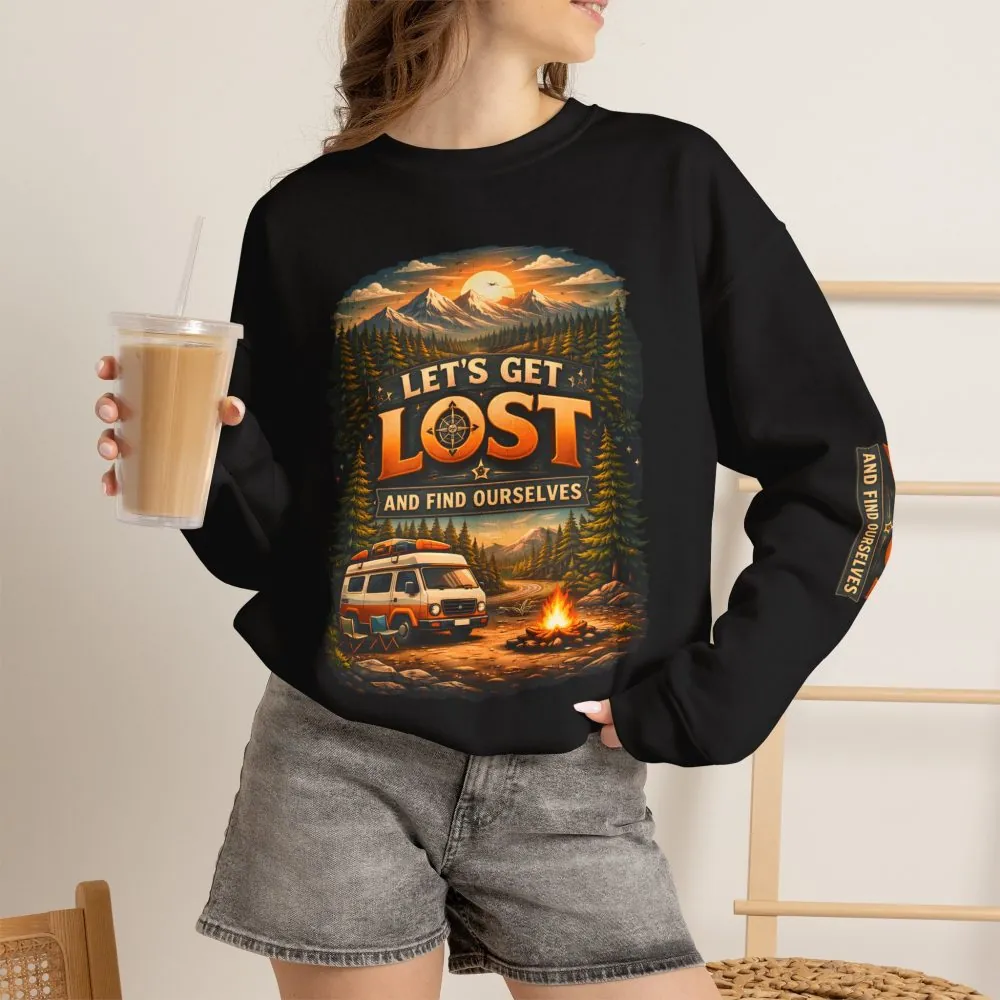 Unisex Heavy Blend™ Crewneck Sweatshirt — "Let´s Get Lost And Found Ourselfs" Design Scenic-Line