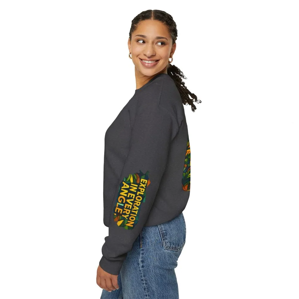 Unisex Heavy Blend™ Crewneck Sweatshirt — "Exploration In Every Angle" Design Cubic-Line
