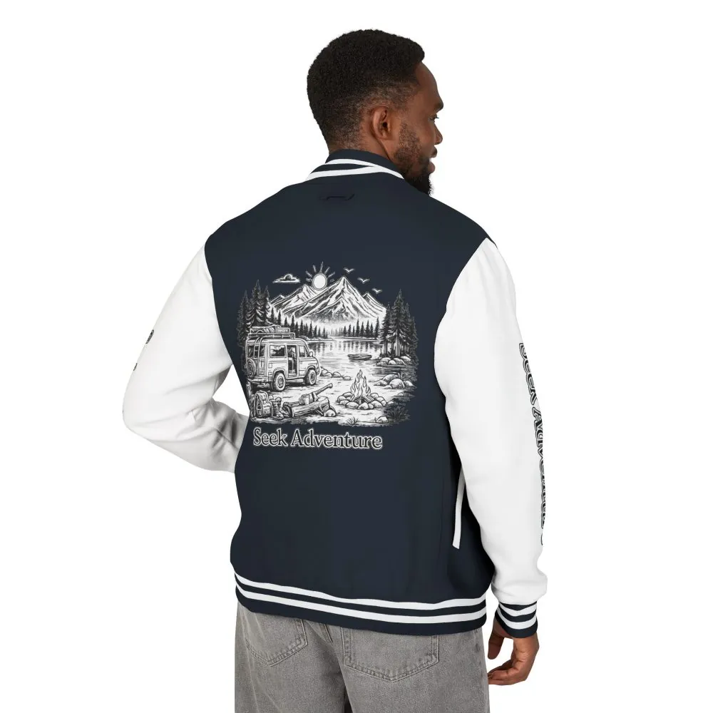 Unisex Heavyweight Letterman Jacket — "Seek Adventure" Travel Varsity Coat