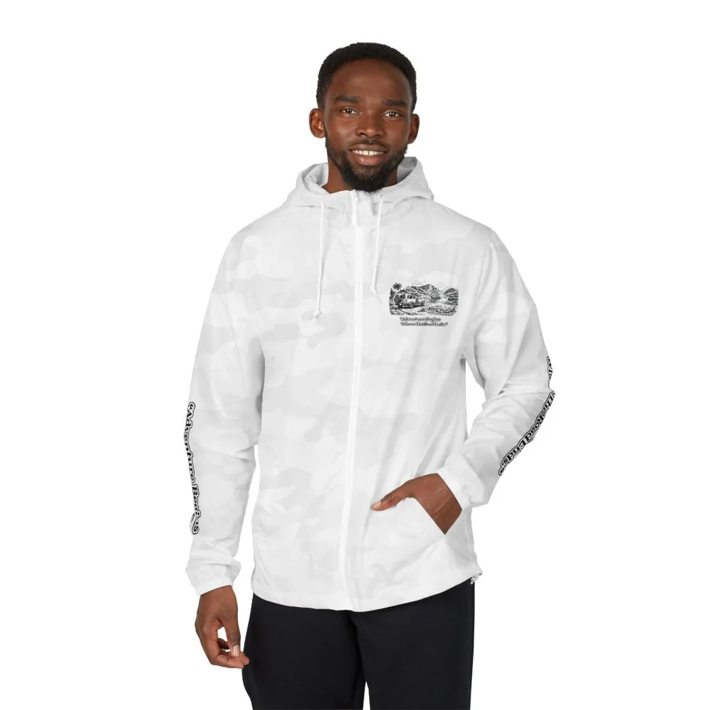 Unisex Full-Zip Windbreaker Jacket — "Adventure Begins Where Roads End" (Design "Minimal-Line")