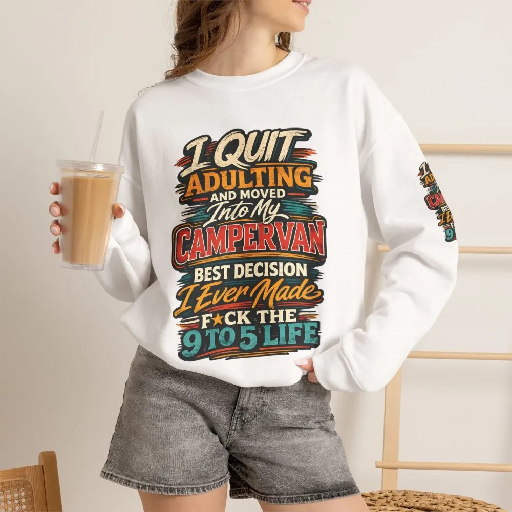 Unisex Heavy Blend™ Crewneck Sweatshirt — "I Quit Adulting" Design F**K-Line