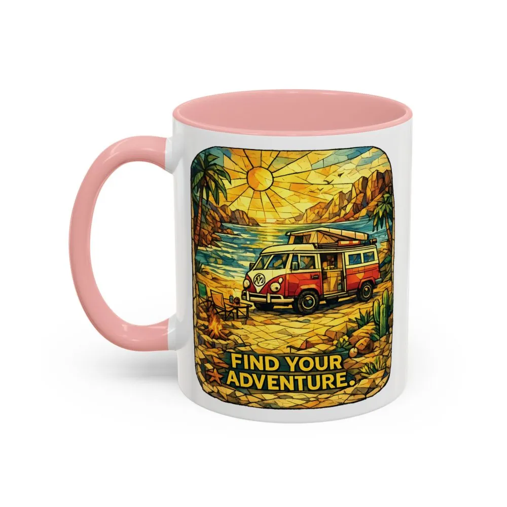 3690394392019926024_2048.jpeg Accent Coffee Mug (11, 15oz) — ""Find Your Adventure"" Design Cubic-Line