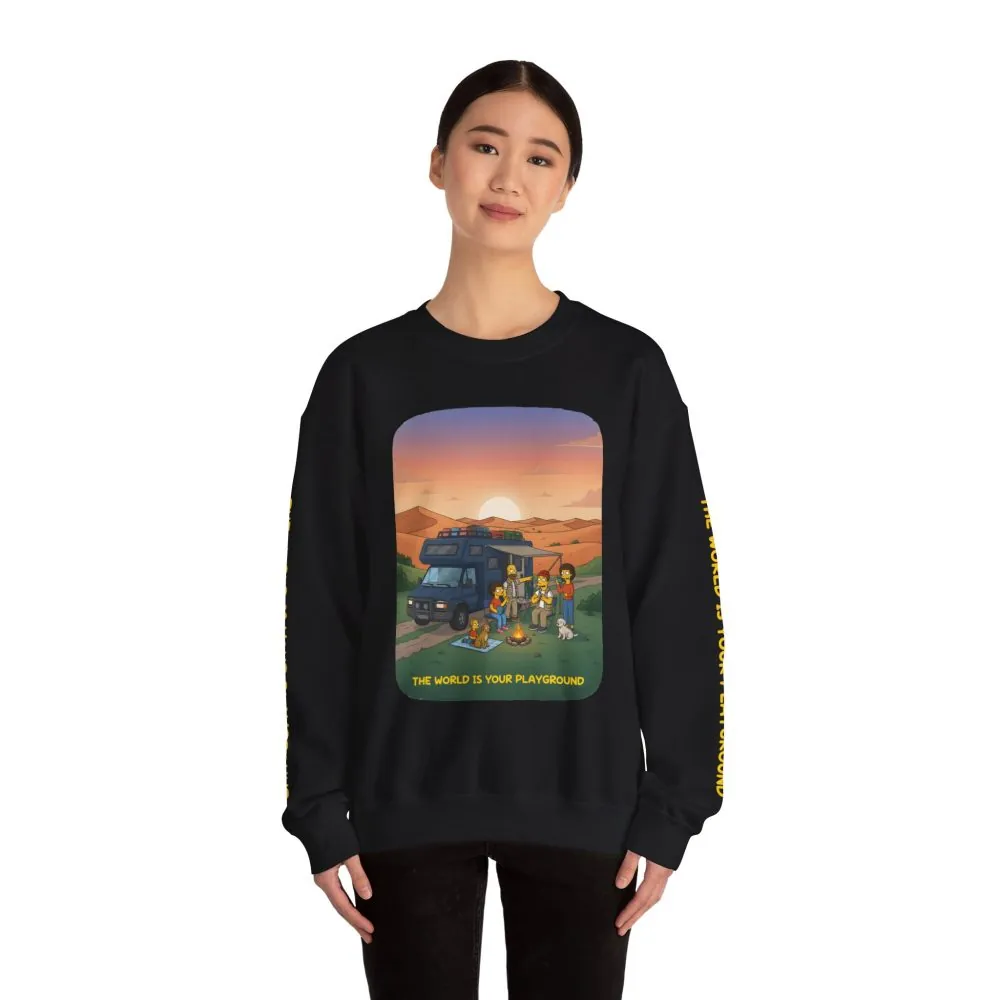 Unisex Heavy Blend™ Crewneck Sweatshirt — "The World Is Your playground" Design Sitcom-Line