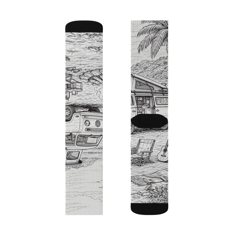 Sublimation Socks — Retro Camper Roadtrip Crew Socks