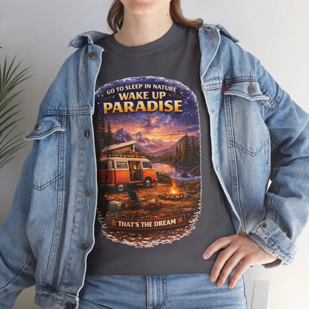 Unisex Heavy Cotton Tee — "Go Sleep In Nature" Design Scenic-Line