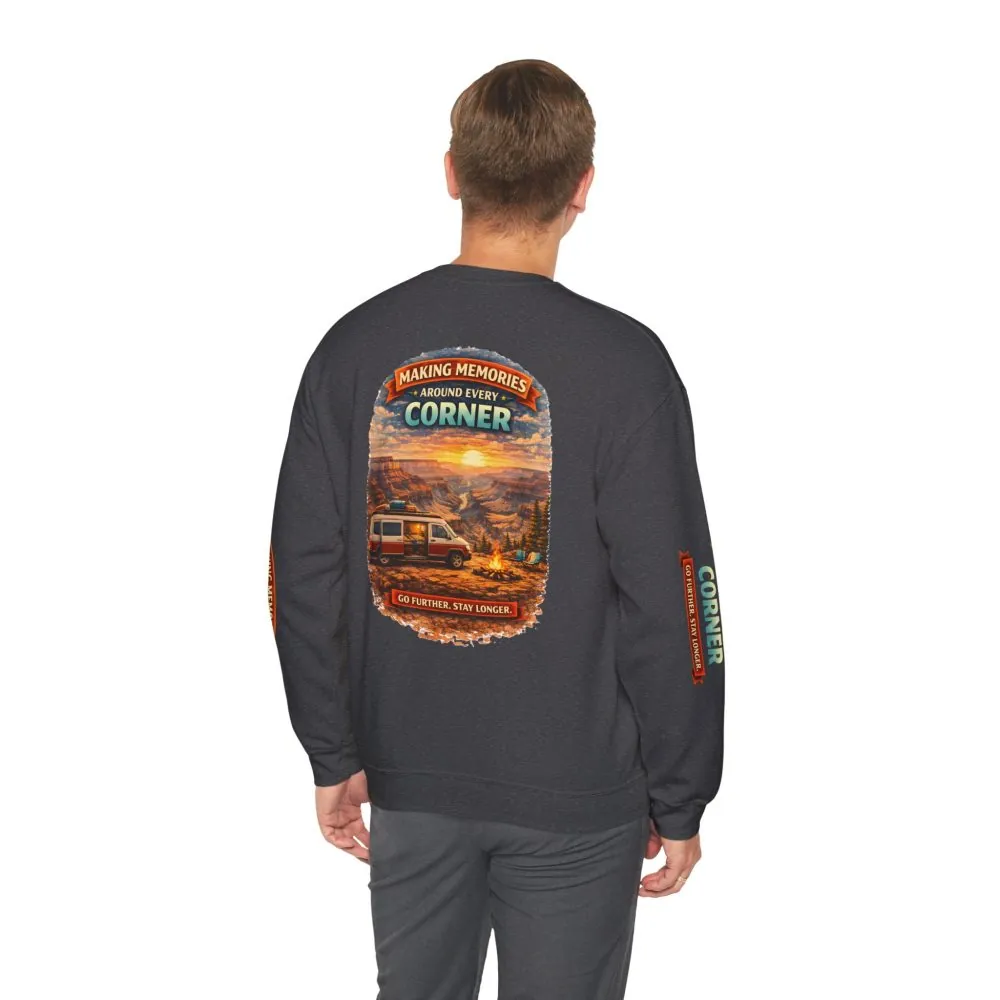 Unisex Heavy Blend™ Crewneck Sweatshirt — "Making Memories Around Every Corner" Design Scenic-Line