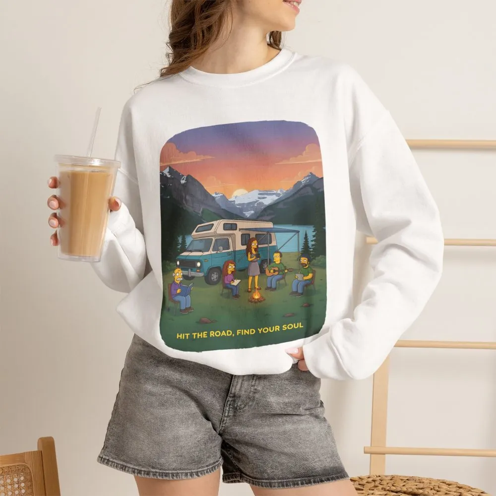 Unisex Heavy Blend™ Crewneck Sweatshirt — "Hit The Road-Find Your Soul" Design Sitcom-Line