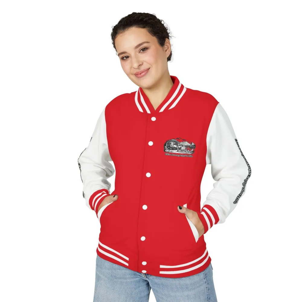 Unisex Heavyweight Letterman Jacket — "Lifes A Journey,Enjoy The Ride" Travel Varsity Coat