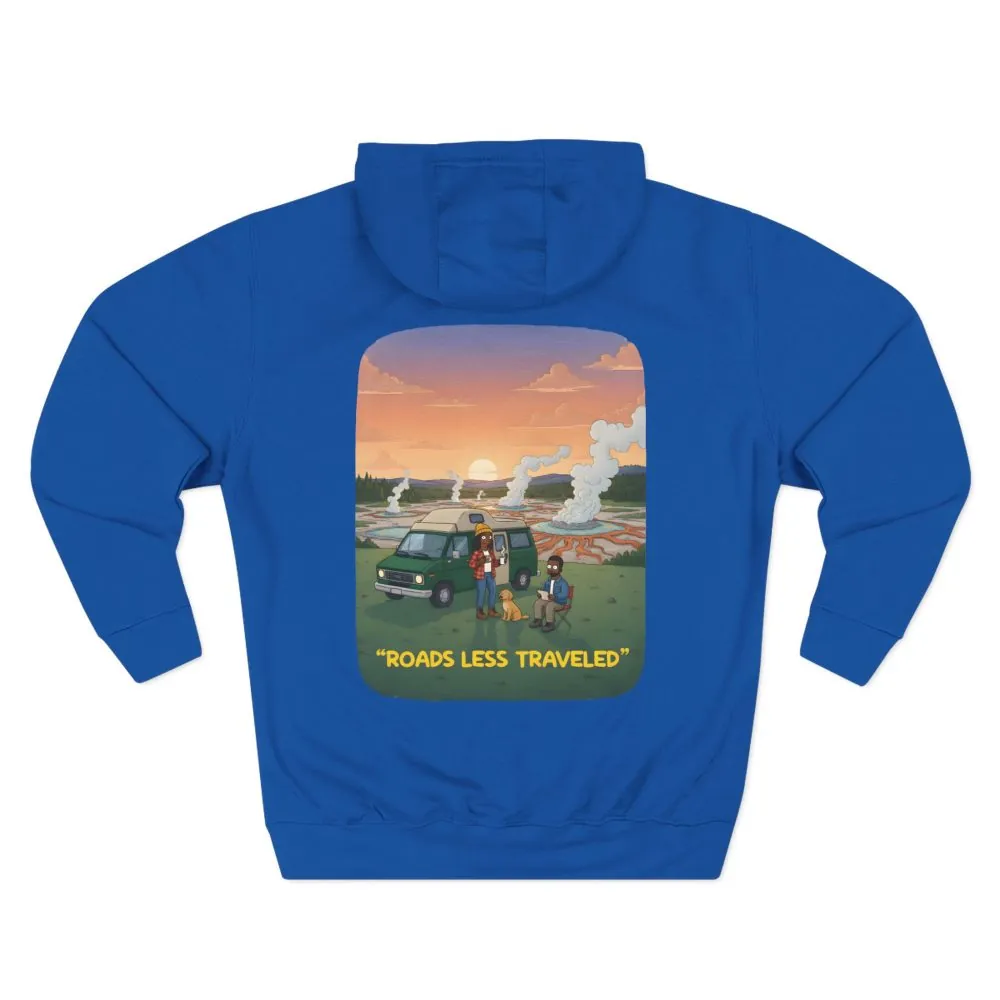 Three-Panel Fleece Hoodie - "Roads Less Traveled" Design Sitcom-Line