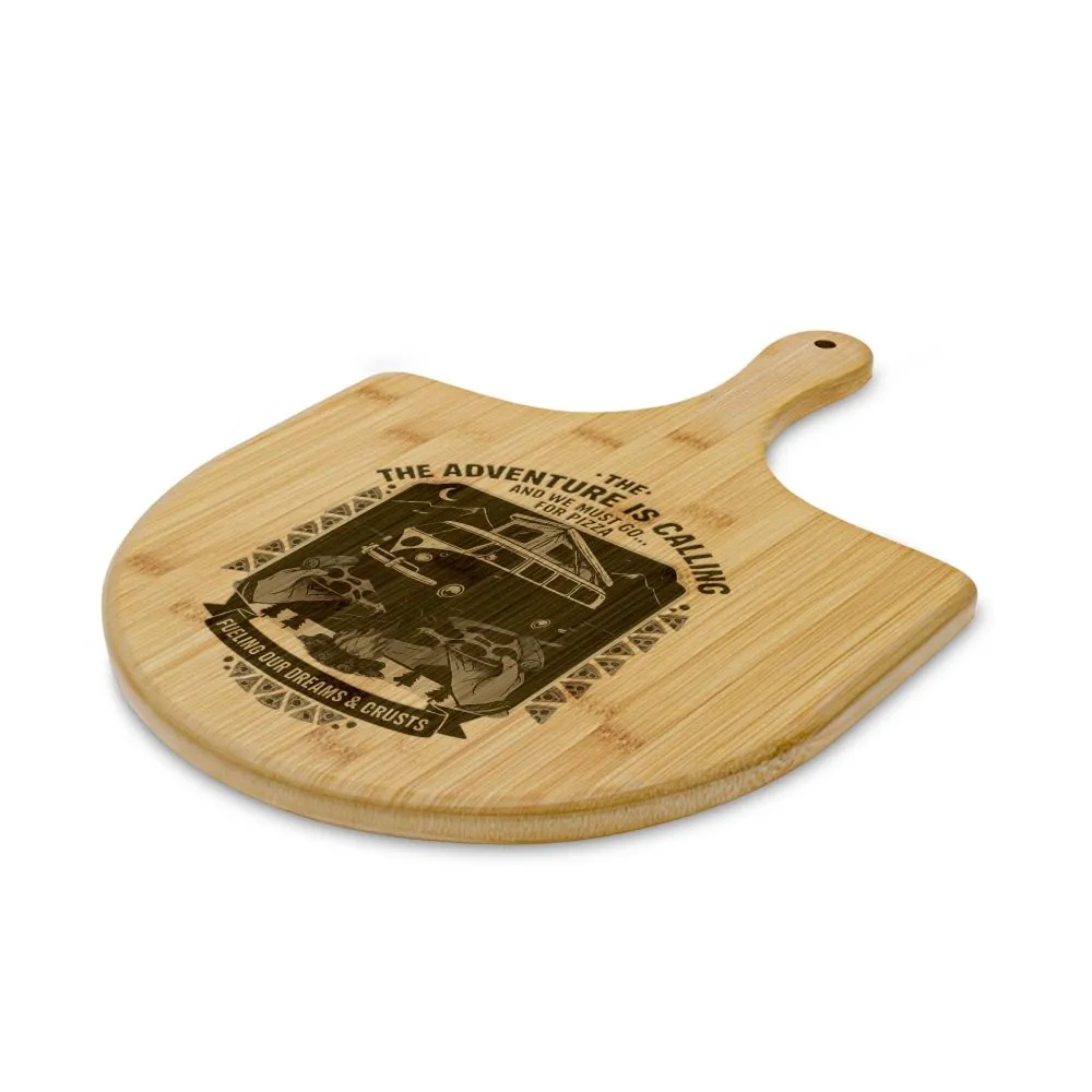 Bamboo Pizza Peel – “The Adventure Is Calling” Engraved Camper Pizza Board