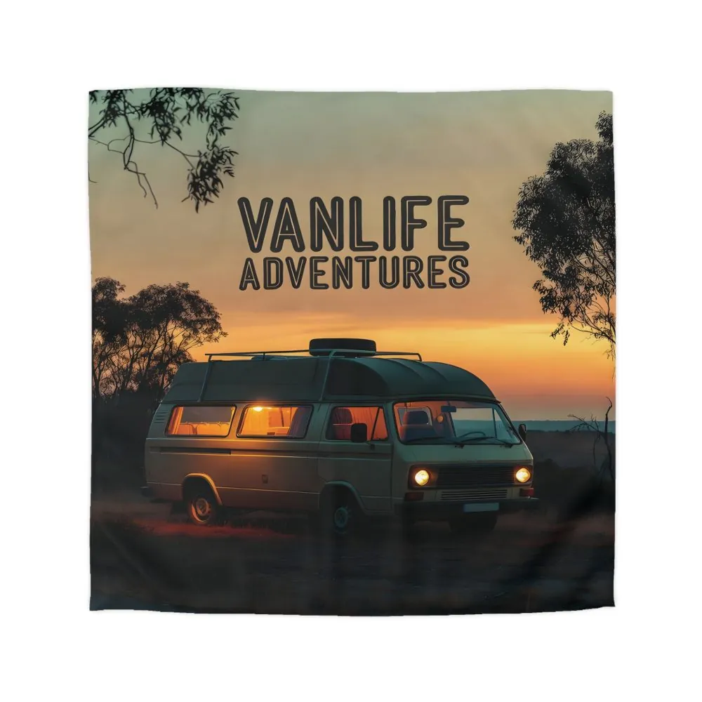 3723946470525793435_2048.jpeg Duvet Cover — 'Vanlife Adventures' Sunset Camper Bedding