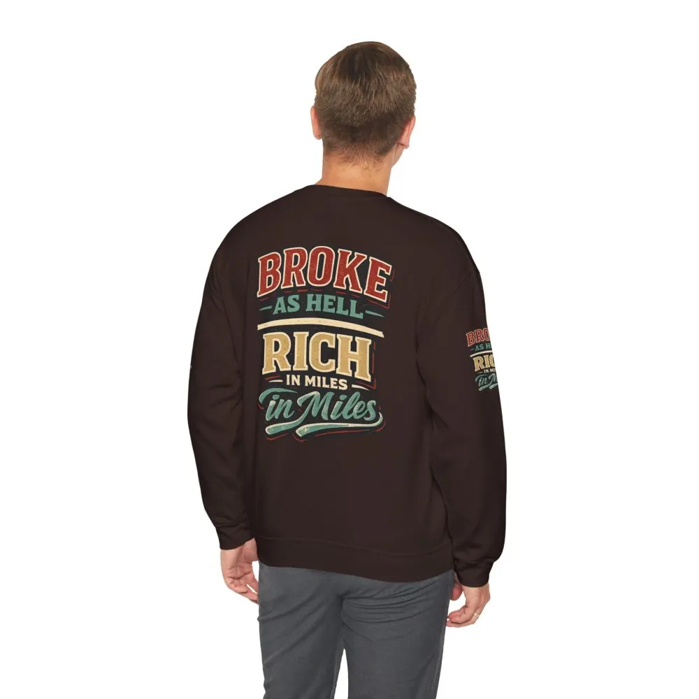 Unisex Heavy Blend™ Crewneck Sweatshirt — "Broke As Hell" Design F**K-Line