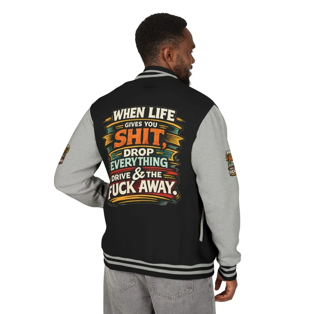 Unisex Heavyweight Letterman Jacket — "When Live Gives You Shit" Design F**K-Line