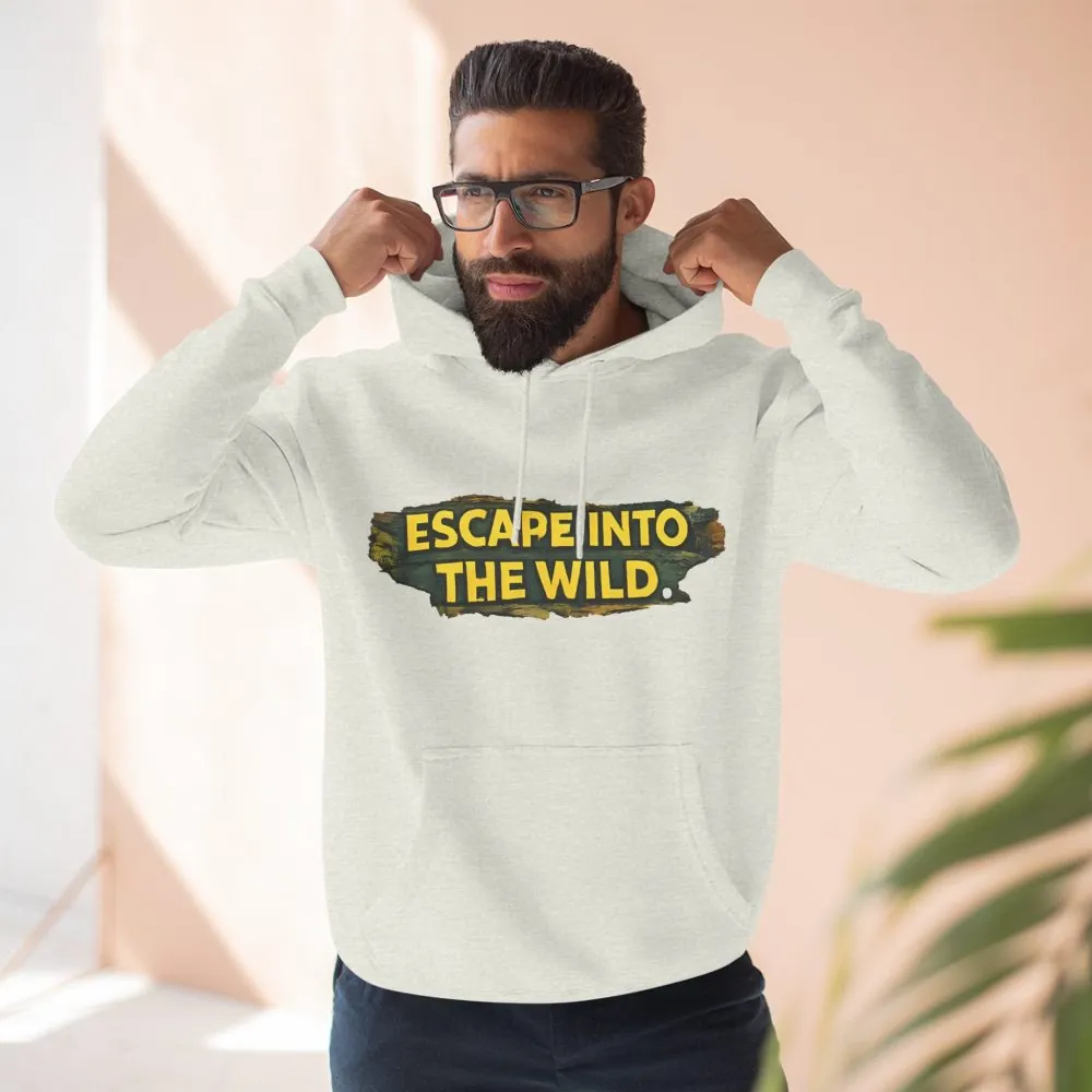 Three-Panel Fleece Hoodie - "Escape Into The Wild" Design Cubic-Line