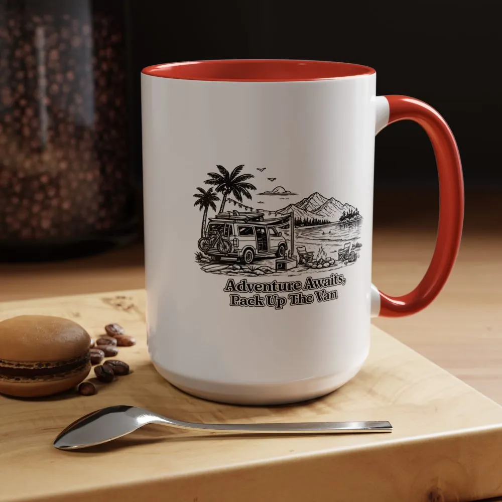 3741572564541198242_2048.jpeg Accent Coffee Mug (11, 15oz) — "Adventure Awaits,Pack Up The Van" Design Minimal-Line