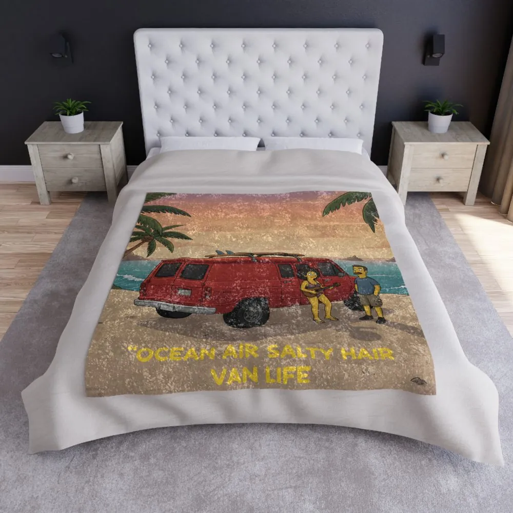 3753190343284330994_2048.jpeg Crushed Velvet Blanket —"Ocean Air Salty Hair Van Life" Design Sitcom-Line (Campervan)