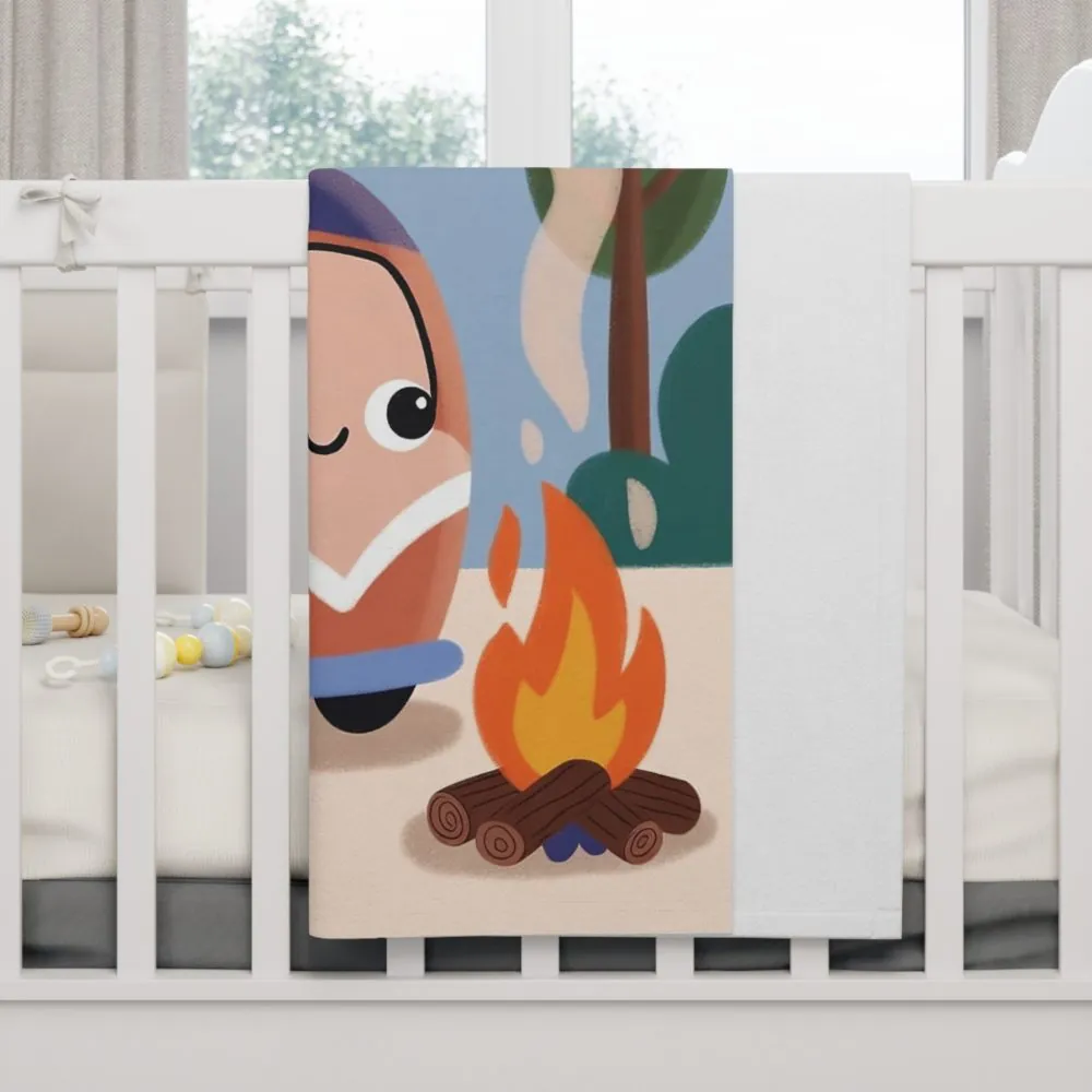 Camping Camper Baby Blanket — Cute Plush Fleece Throw for Nursery & Travel