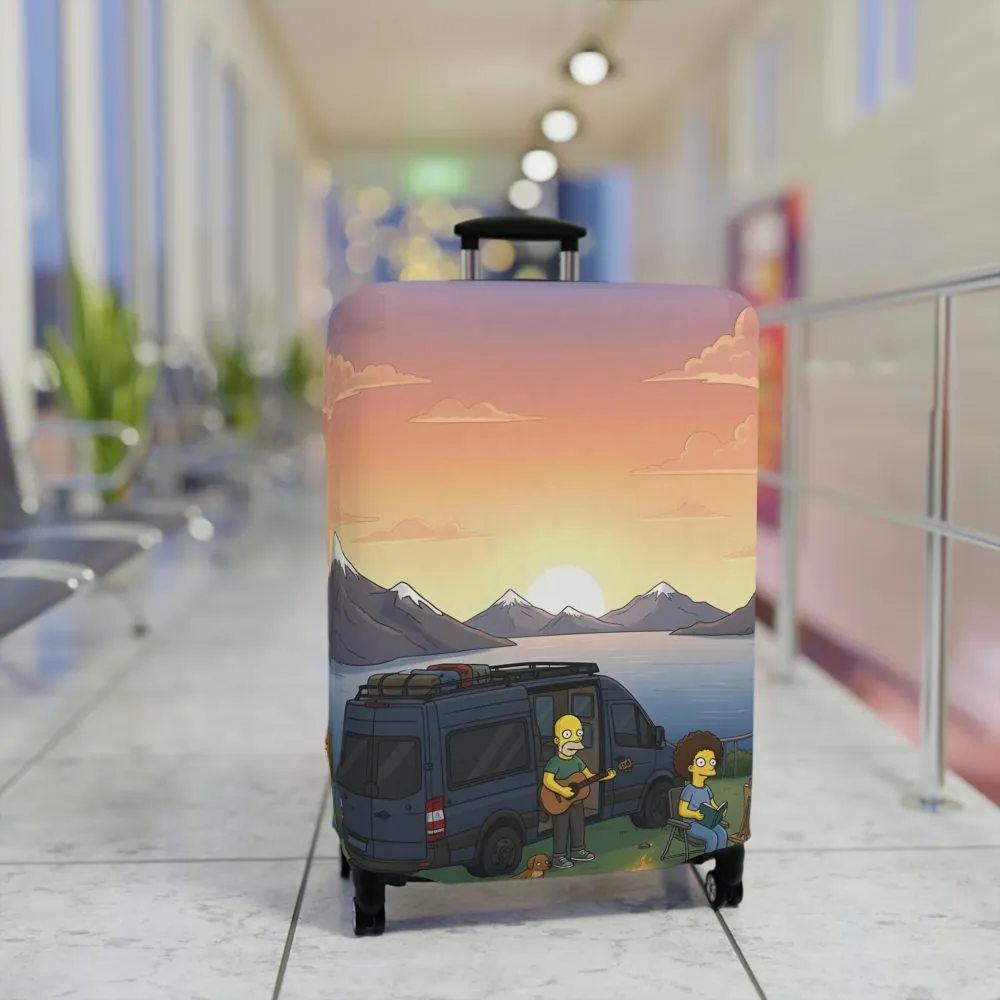 Luggage Cover — Adventure Camper Sketch Travel Suitcase(Design Sitcom-Line)