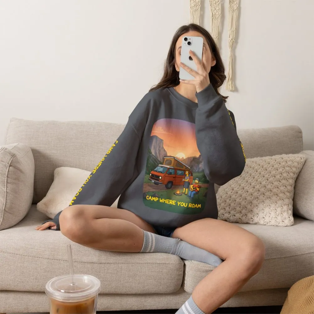 Unisex Heavy Blend™ Crewneck Sweatshirt — "Camp Where You Roam" Design Sitcom-Line