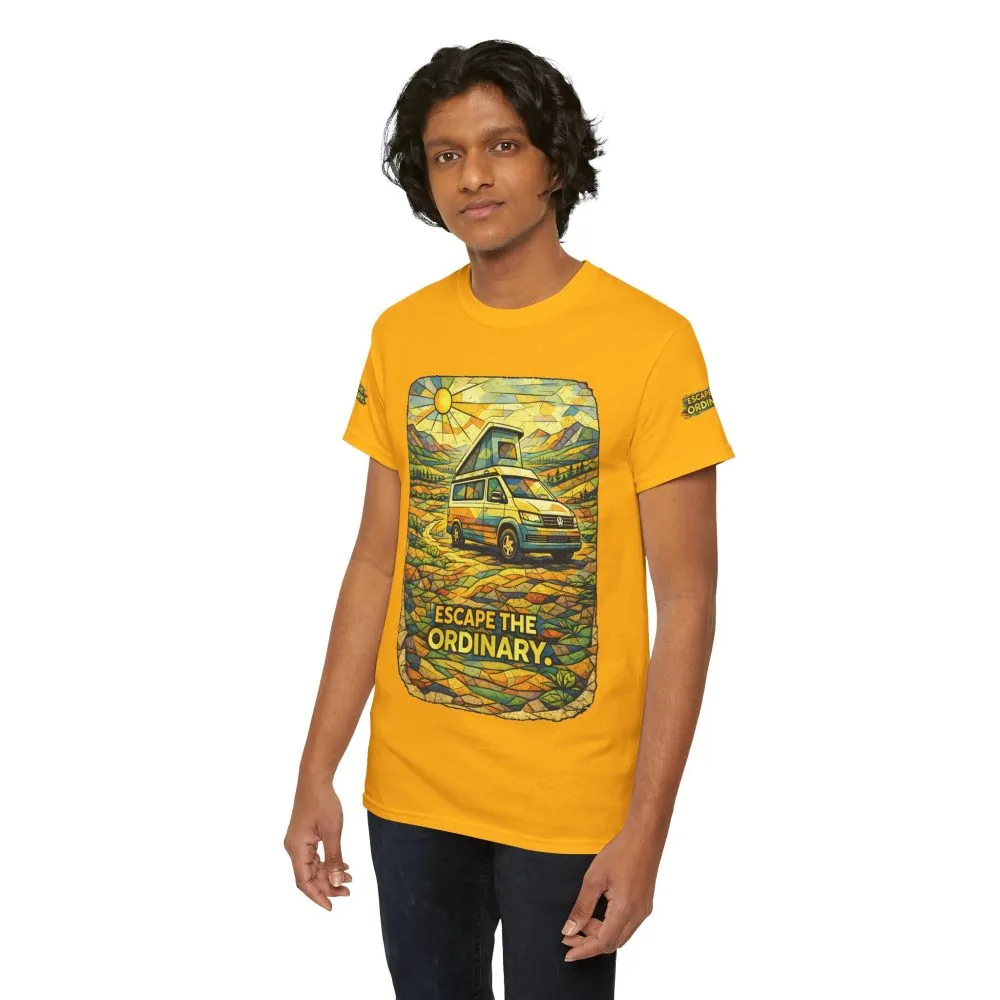 Unisex Heavy Cotton Tee — "Escape The Ordinary" Design Cubic-Line