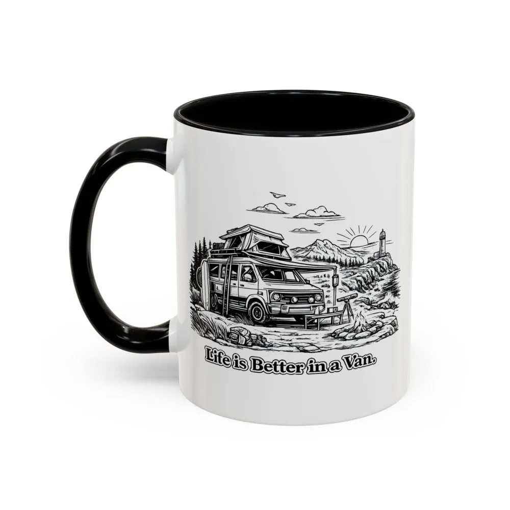 3796765472863463908_2048.jpeg Accent Coffee Mug (11, 15oz) — "Life Is Better In A Van" Design Minimal-Line