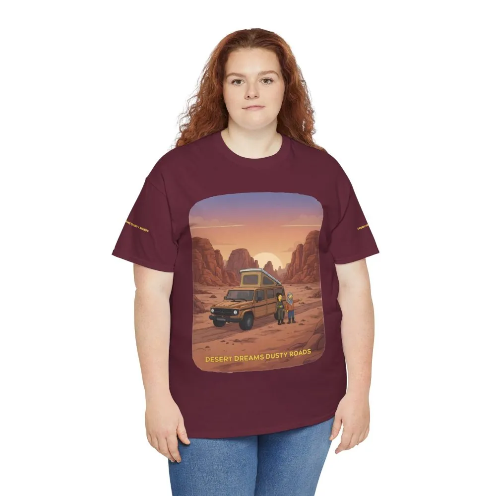 Unisex Heavy Cotton Tee — "Desert Dreams Dusty Roads" Design Sitcom-Line
