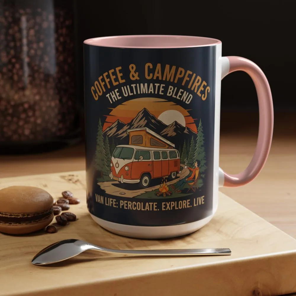 Accent Coffee Mug (11, 15oz) — "Coffee and campfires"