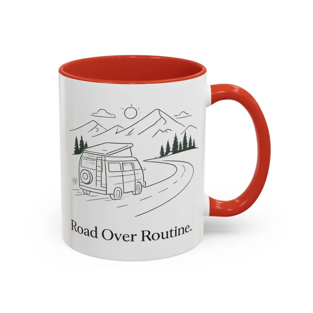 3814055867507488872_2048.jpeg Accent Coffee Mug (11, 15oz) — "Road Over Routine" Design Minimal-Line