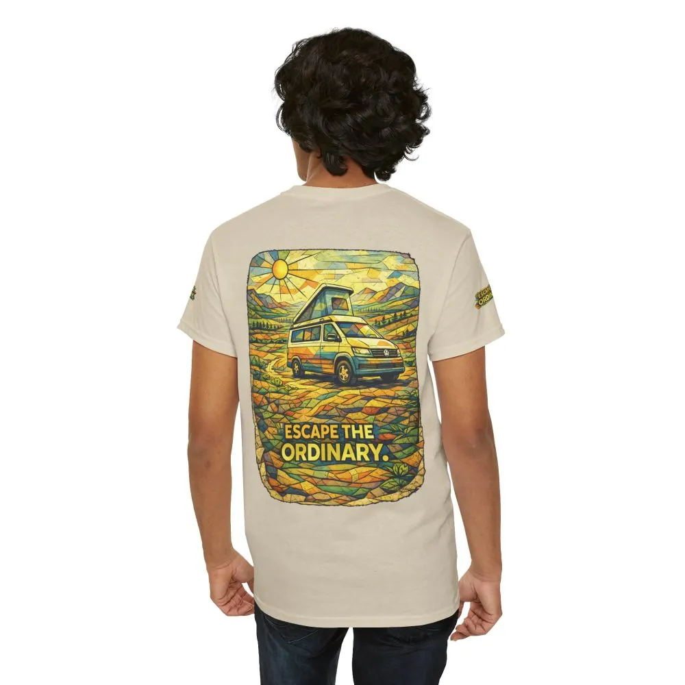 Unisex Heavy Cotton Tee — "Escape The Ordinary" Design Cubic-Line