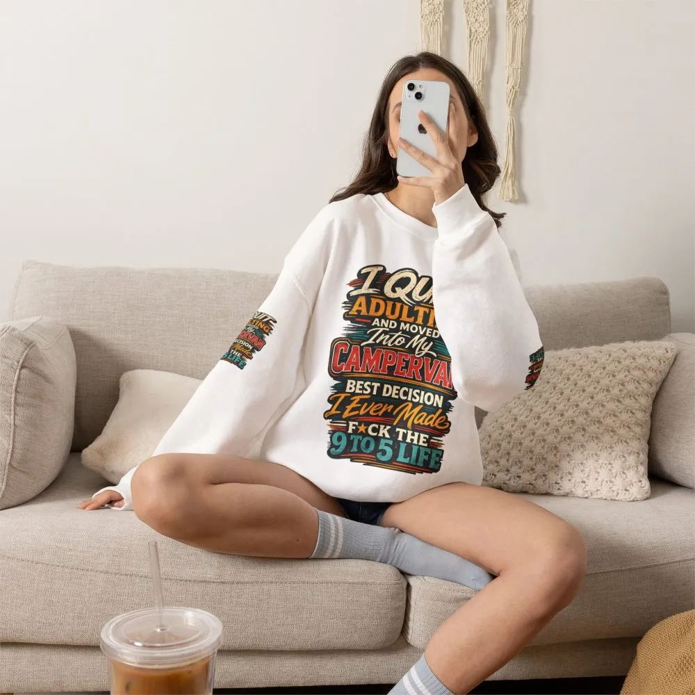 Unisex Heavy Blend™ Crewneck Sweatshirt — "I Quit Adulting" Design F**K-Line