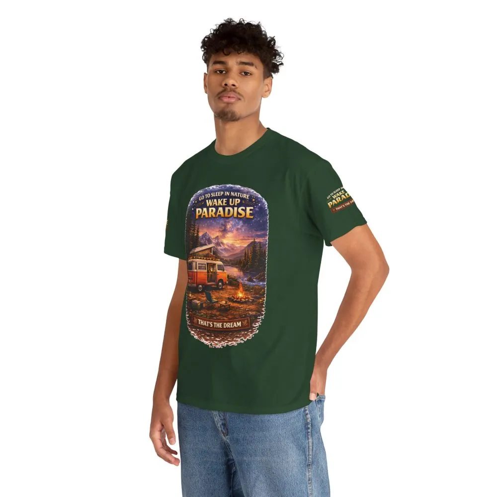 Unisex Heavy Cotton Tee — "Go Sleep In Nature" Design Scenic-Line