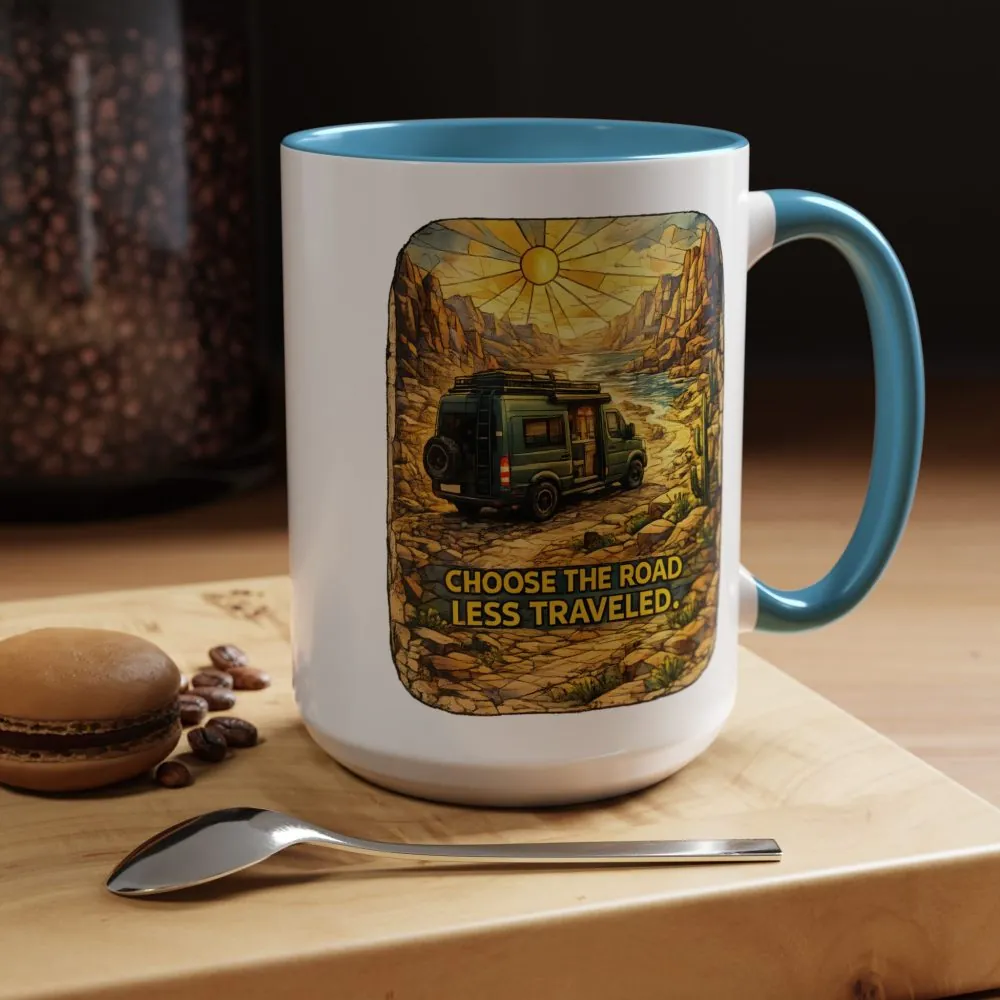 3833408521230582910_2048.jpeg Accent Coffee Mug (11, 15oz) — "Choose The Road Less Traveled" Design Cubic-Line