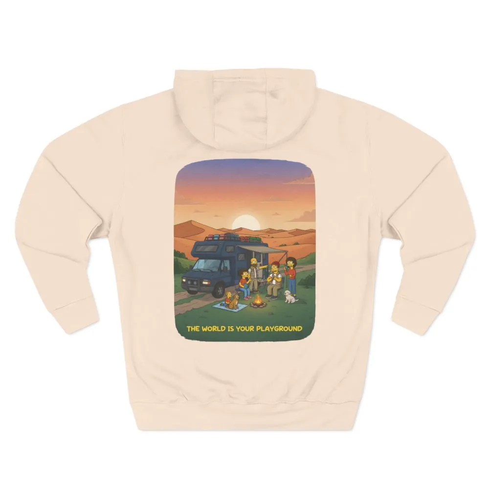 Three-Panel Fleece Hoodie - "The World Is Your playground" Design Sitcom-Line